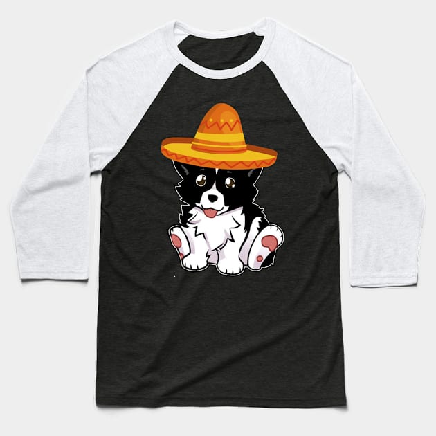 Cute dog border collie mexico cinco de mayo t shirt Baseball T-Shirt by franzaled